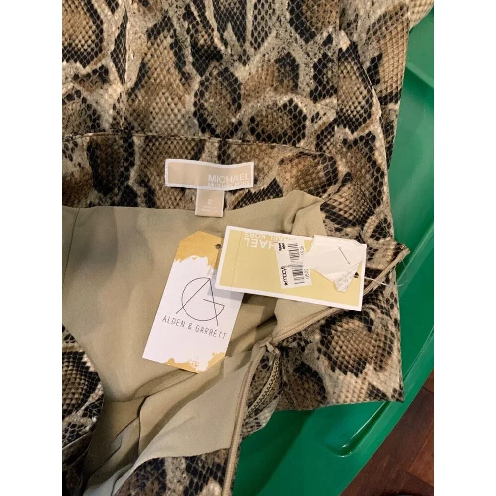 Michael Kors Brown & Black Python Print Pencil Skirt, Size 2 (US), NWT!